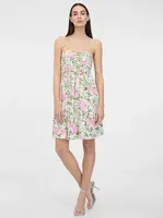 Krémové dámské květované šaty s příměsí lnu ORSAY