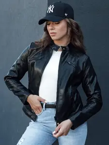 Dámska kožená bunda KLIROS čierna