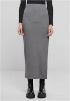 Women's ribbed skirt with high slit gray