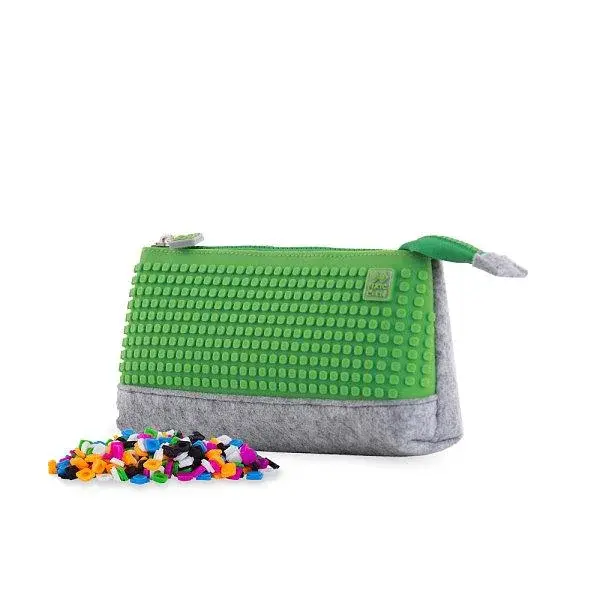 PIXIE CREW velké pouzdro ŠEDÉ/ZELENÉ