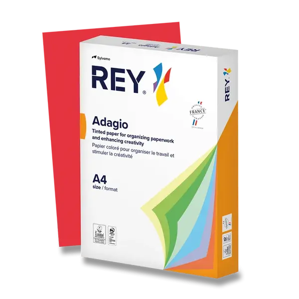 Barevný papír Rey Adagio, intenzivní sytost, 500 listů - červený