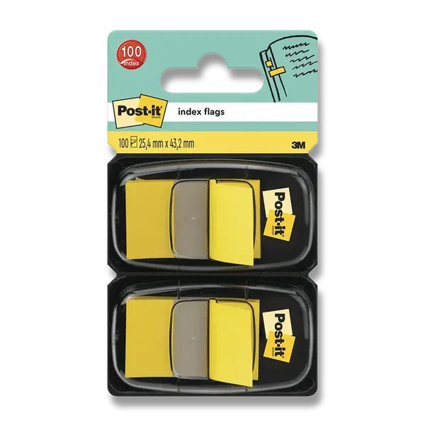 Samolepicí popisovatelné záložky 3M Post-it, 2 x 50 záložek - žluté