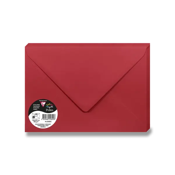 Barevná obálka Clairefontaine, A5, olizová, 20 ks - červená
