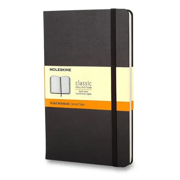 Zápisník Moleskine - tvrdé desky, L, linkovaný - černý