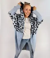 Pri Long cardigan colorful leopard sweater with wool