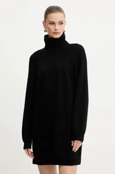 Vlněné šaty Liu Jo černá barva, mini, MF5063 MS009