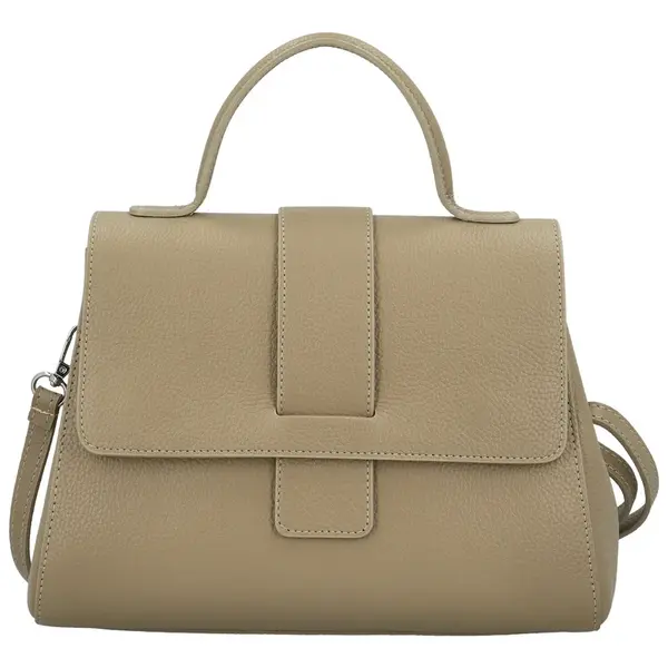 Dámska kožená kabelka do ruky taupe - Delami Vera Pelle Lauren