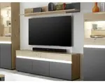 TV skříňka s policí Lille, dub artisan/antracit, s osvětlením%