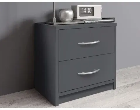 Nočný stolík s 2 zásuvkami Pepe, šedý grafit%