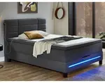 Postel boxspring s osvetlením Jefferson 140x200 cm, antracitová látka%