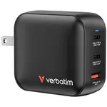 Verbatim 32230, Mini GaN síťová nabíječka do sítě 2 x USB-CR PD 100W a 1 x USB-A QC 3.0, šedá, 100 W, vyměnitelné vidlice C,G,A