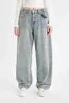 DEFACTO Baggy Fit High Waist Ankle Length Jean Washed Trousers