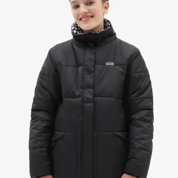 Bielo-čierna dámska vzorovaná obojstranná prešívaná bunda VANS