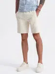 Ombre Men's knitted shorts with drawstring and pockets - cream