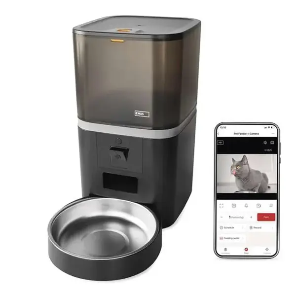 Smart automat na krmivo EMOS Pet Care s kamerou, 6 l, černý, Wi-Fi Tuya
