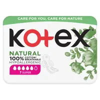 KOTEX Natural Dámské hygienické vložky Super 7 kusů