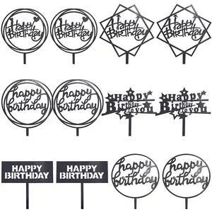 12Pcs 6 Styles Acrylic Cake Toppers