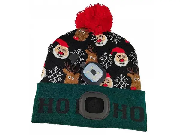 Čepice s čelovkou STREND PRO 3133511 X-mas Ho-Ho nabíjecí