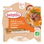 BABYBIO Sladké brambory s kachním masem z volného chovu, šalotkou Echalion a špetkou rozmarýnu 230 g
