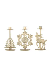 Bloomingville  sada svícnů svátečních ze železa 3-pack Sauda