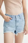 Rifľové krátke nohavice Levi's 501 56327.0086-LightIndig, dámske, jednofarebné, vysoký pás