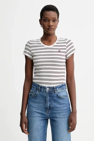 Bavlnené tričko G-Star Raw Stripe eyben slim v t 2.0