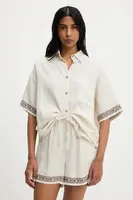 Ľanový komplet Answear.LAB béžová farba