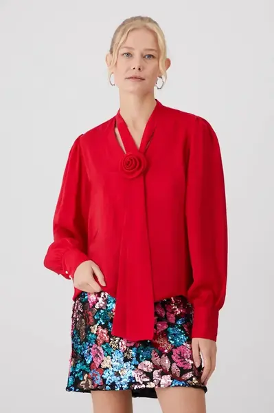 Blúzka Medicine červená farba, jednofarebná