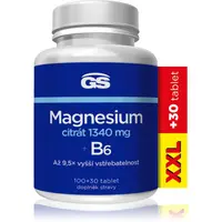 GS Magnesium Citrát + B6 tablety pro podporu snížení míry únavy a vyčerpání, normální stav zubů, kostí a svalů 130 tbl