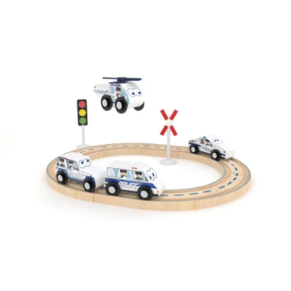 Hrací set s kolejemi - policie 16 ks