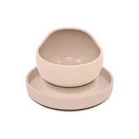 PETITE&MARS Set jídelní silikonový TAKE&MATCH talíř + miska Desert Sand 6m+ 2 ks