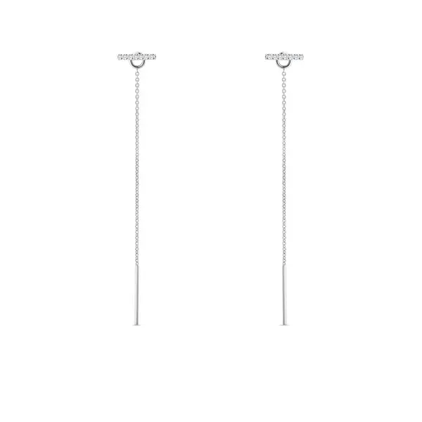 Řetízkové náušnice s diamanty v bílém zlatě KLENOTA