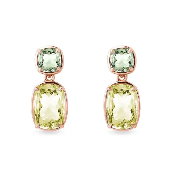 Náušnice s lemon quartzem a zeleným ametystem KLENOTA