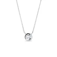 Náhrdelník s bezel briliantem v bílém zlatě KLENOTA