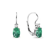 Oválne náušnice z bieleho zlata so smaragdami a briliantmi KLENOTA