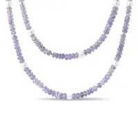 Tanzánitový náhrdelník s perlami v bielom zlate KLENOTA