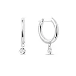 Náušnice kruhy z bieleho zlata s laboratórnym diamantom KLENOTA