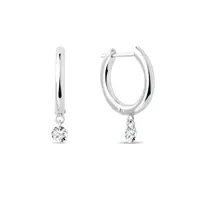 Náušnice kruhy z bieleho zlata s laboratórnym diamantom KLENOTA