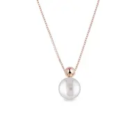 Náhrdelník z ružového zlata s perlou KLENOTA