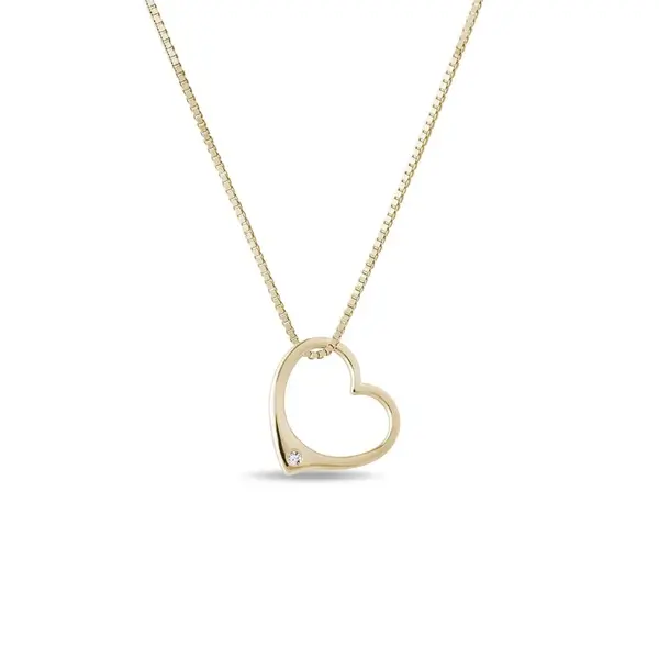 Zlatý prívesok srdce s drobným diamantom KLENOTA