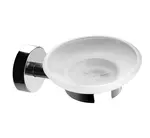 Sanela Nerezové doplňky - Mýdlenka s držákem, matné sklo/lesklá nerez SLZD 13