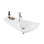 Ravak Avocado - Umyvadlo 85x45 cm, s přepadem, s otvorem pro baterii, odkládací plocha vlevo, bílá XJ1L1100000