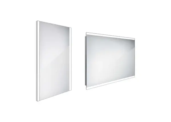 Nimco Zrcadla - Koupelnové podsvícené LED zrcadlo 40x60 cm, hranaté, aluminium ZP 11000