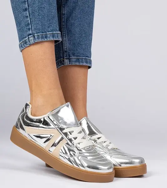 Gemre Silver patent leather women's sneakers Keyla