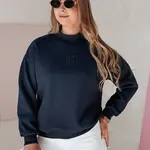 Bluza damska oversize z naszywką LOVASON granatowa Dstreet