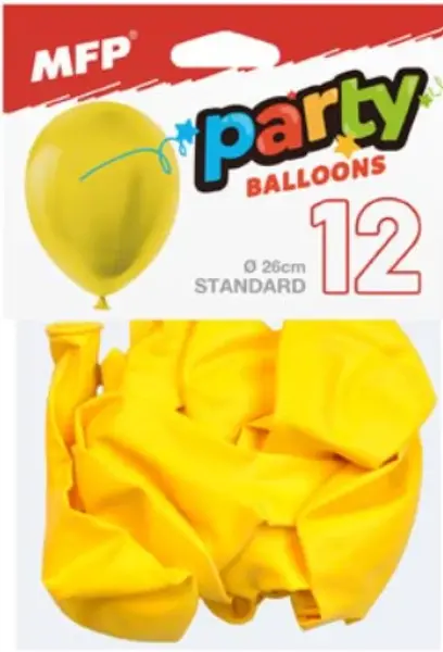 Balónek nafukovací 12ks sáček standard 26cm žlutý