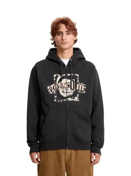 Volcom pánská mikina Stick Stoner Zip Antique Black | Černá | Velikost M