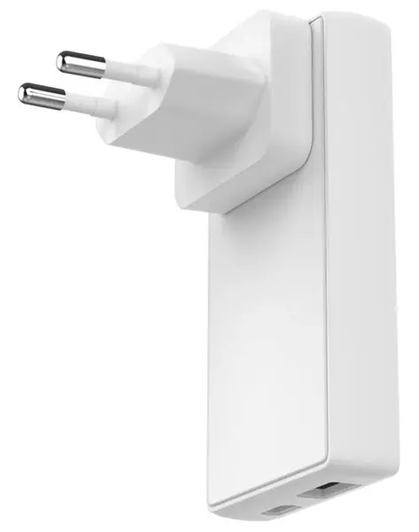 Swissten cestovní adaptér GaN USB-C + USB, 65W, bílý