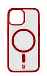 Zadní kryt Cellularline Pop Mag s podporou Magsafe pro Apple iPhone 15, transparentní / červená