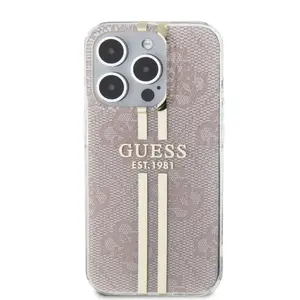 Zadní kryt Guess IML 4G Gold Stripe pro Apple iPhone 15 Pro, růžová